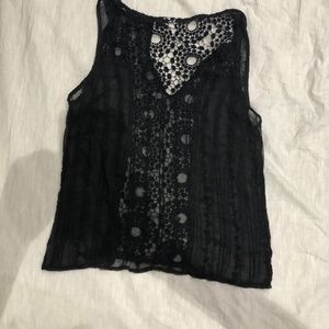 Semi-see through Lace Sleeveless Top